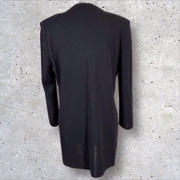 Misook Womens Knit Cardigan Size Medium Black Red White Colorblock Open Front - Picture 5 of 9